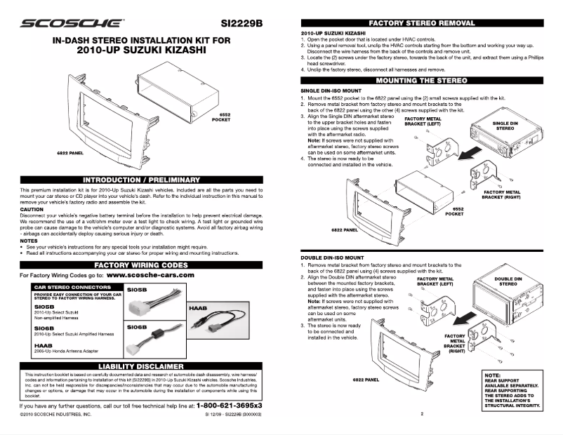 Page n°1 - Manuel utilisateur Scosche SI2229B