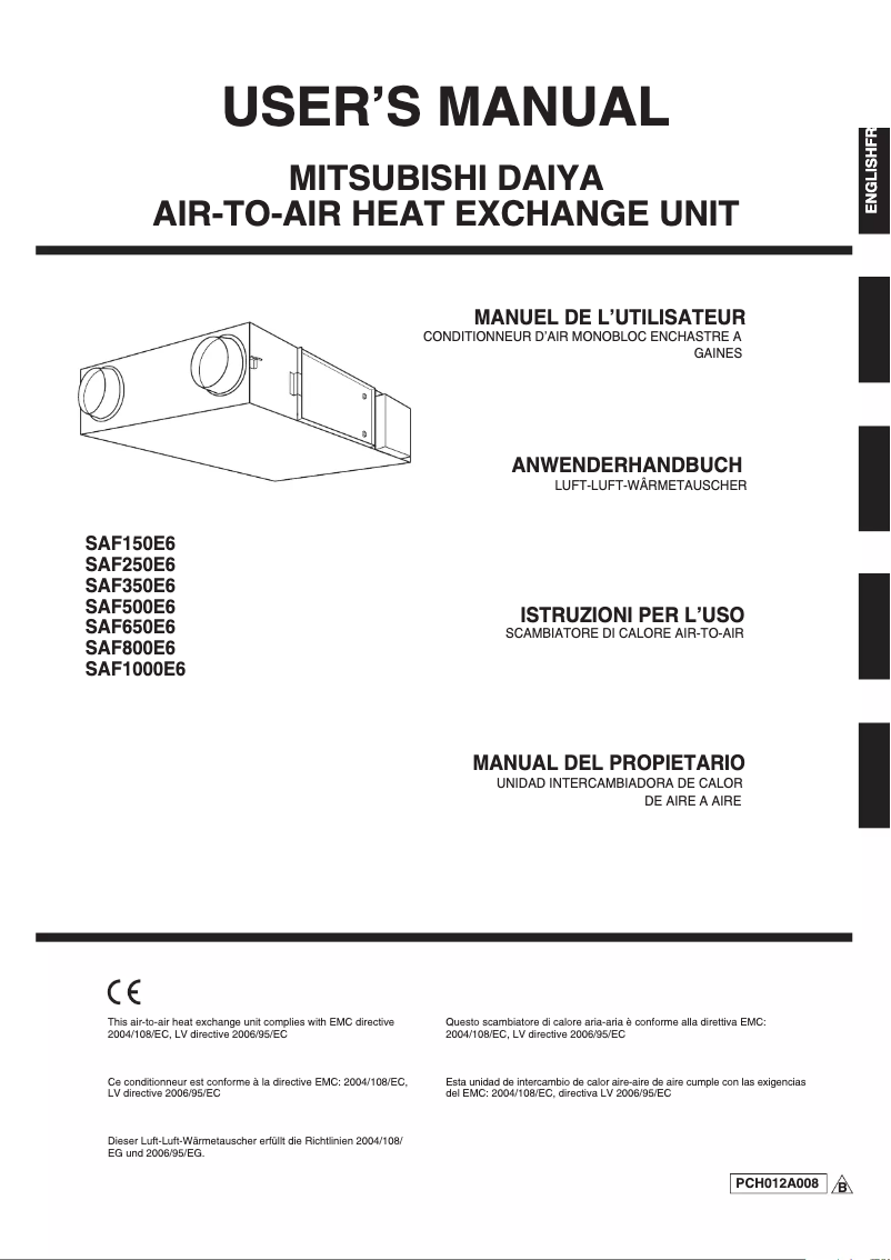 Image de la première page du manuel de l'appareil SAF800E6
