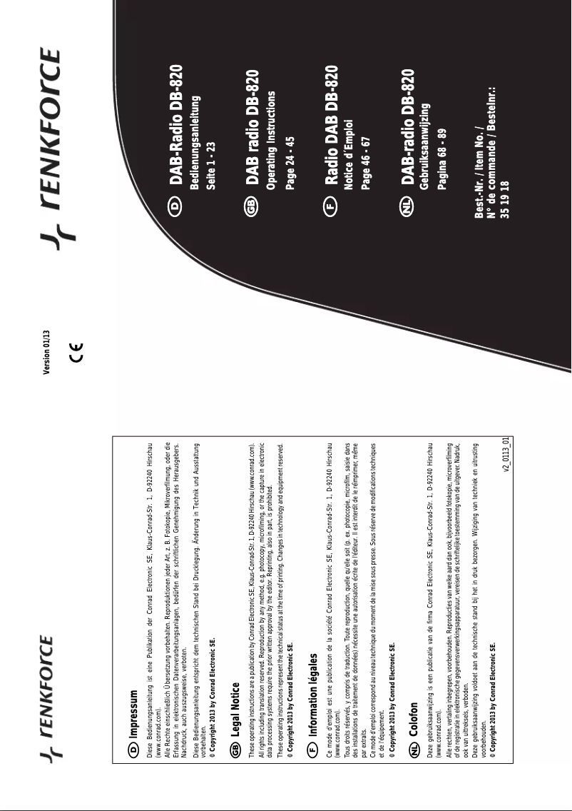 Página 1 del manual Manual de usuario Renkforce DB-820