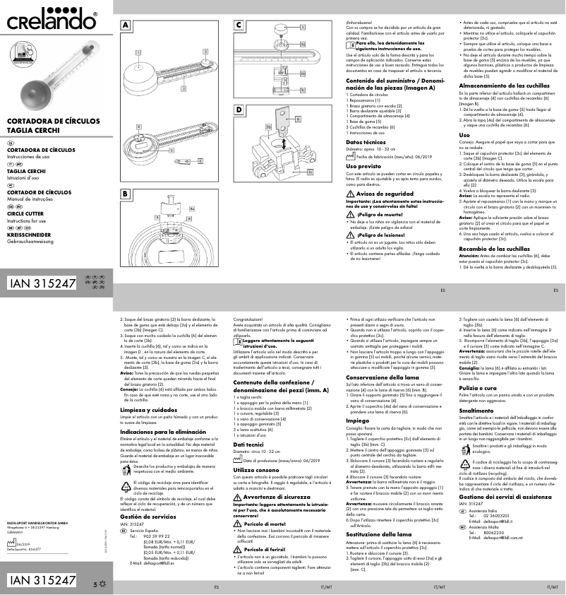 Page 1 de la notice Manuel utilisateur Crelando IAN 315247
