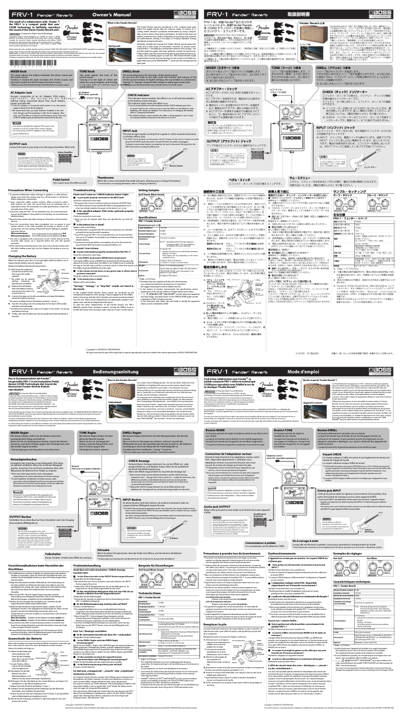 Image de la première page du manuel de l'appareil Fender Reverb FRV-1