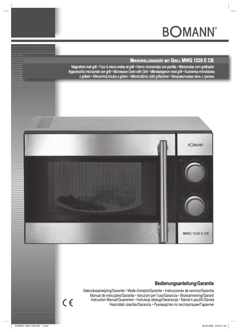 Page n°1 - Manuel utilisateur Bomann MWG 1229 E CB