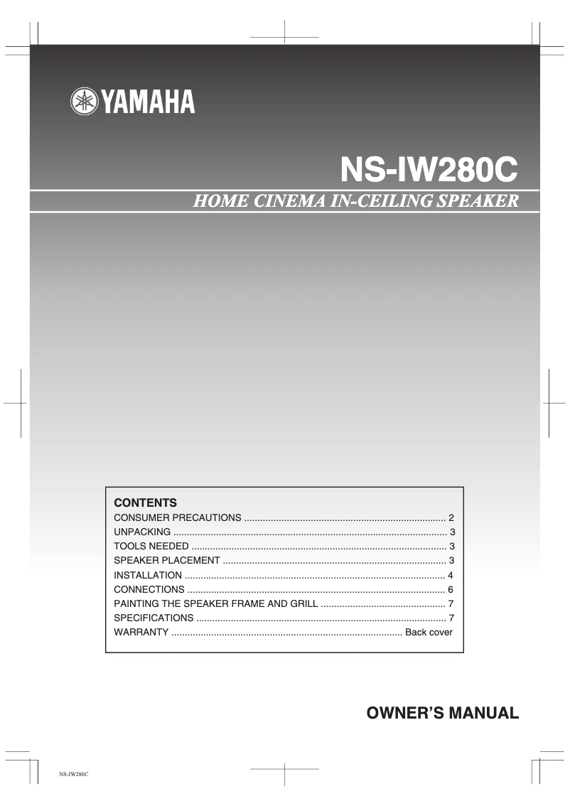 Page n°1 - Manuel utilisateur Yamaha NS-IW280CWH