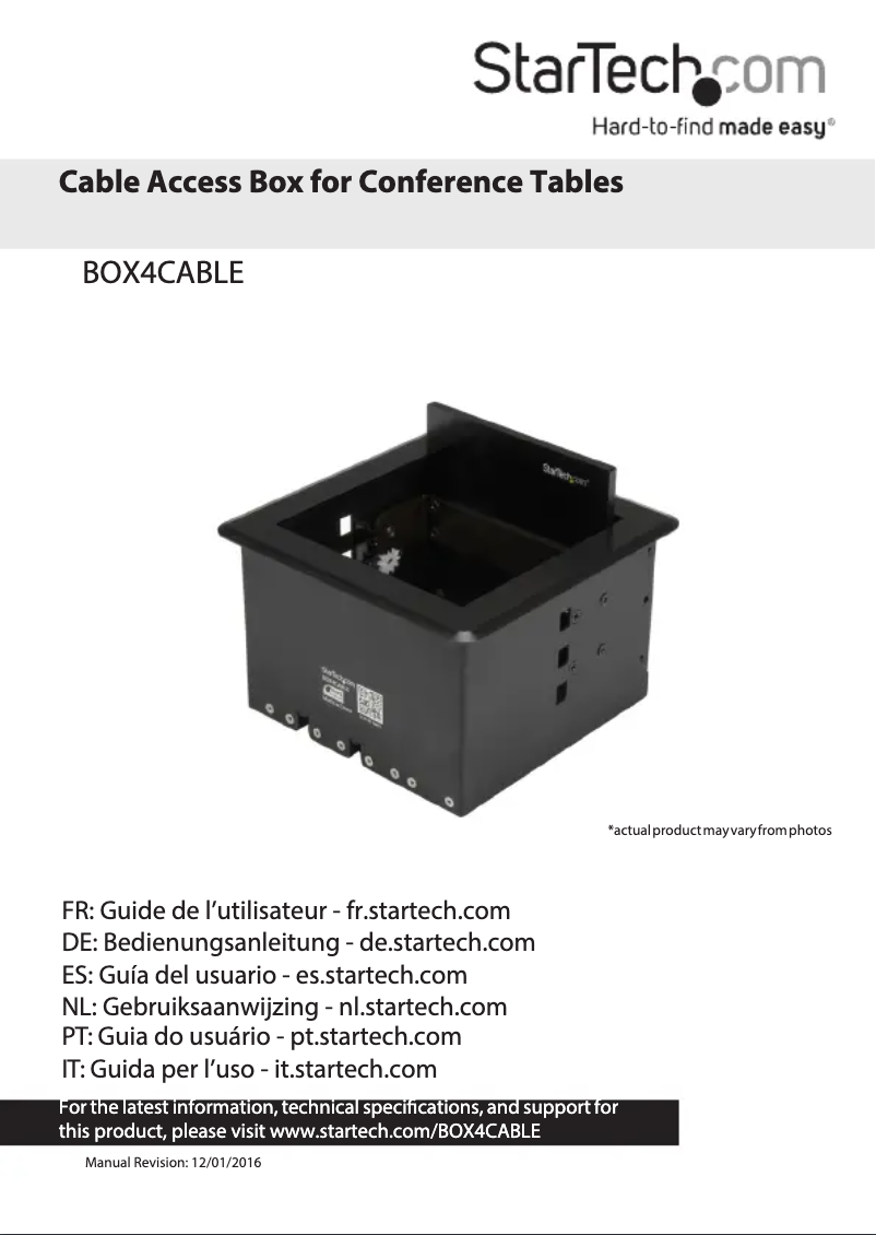 Page n°1 - Manuel utilisateur StarTech.com BOX4CABLE