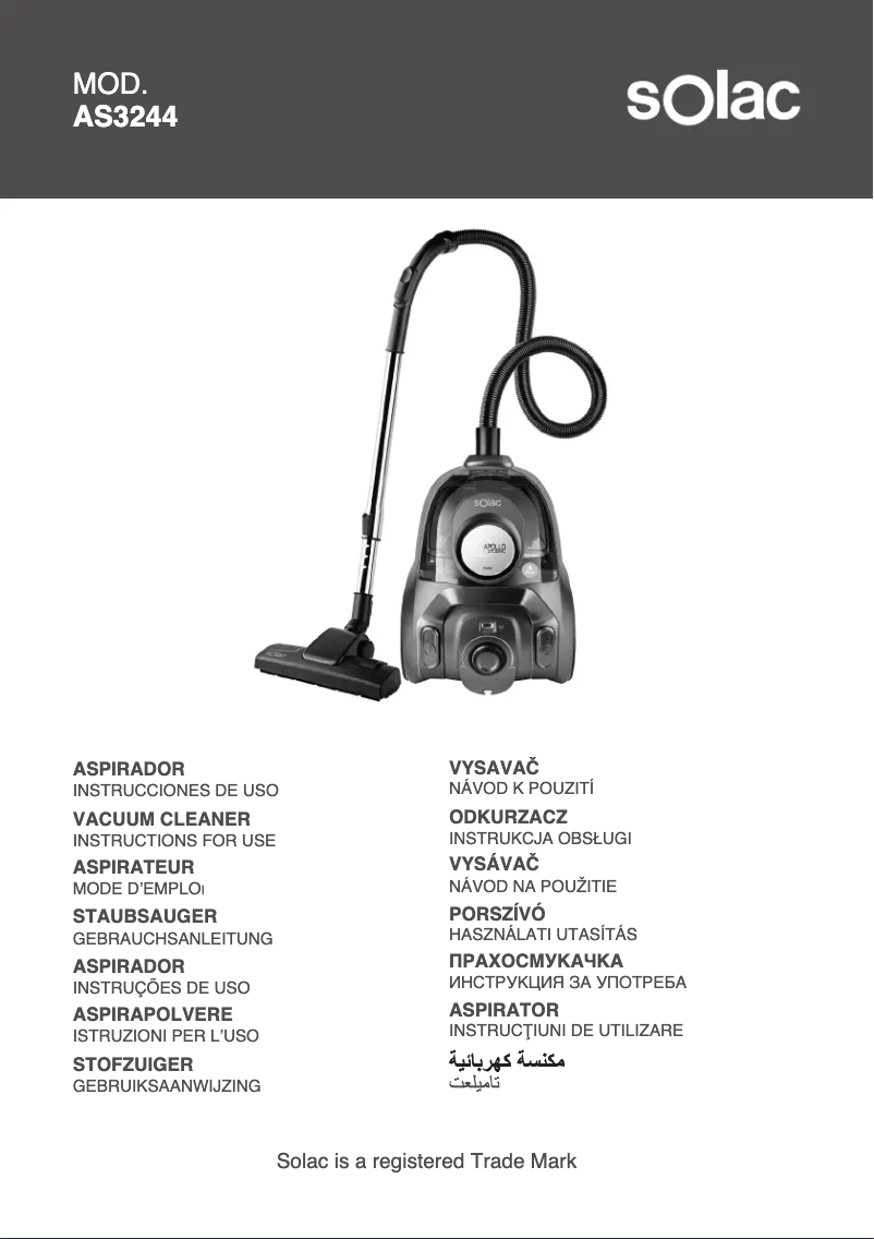 Page n°1 - Manuel utilisateur Solac Apollo Cyclonic AS3244