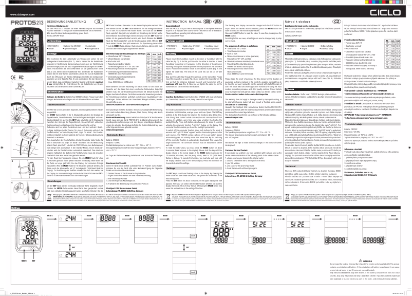 Page 1 de la notice Manuel utilisateur Ciclo Protos 213