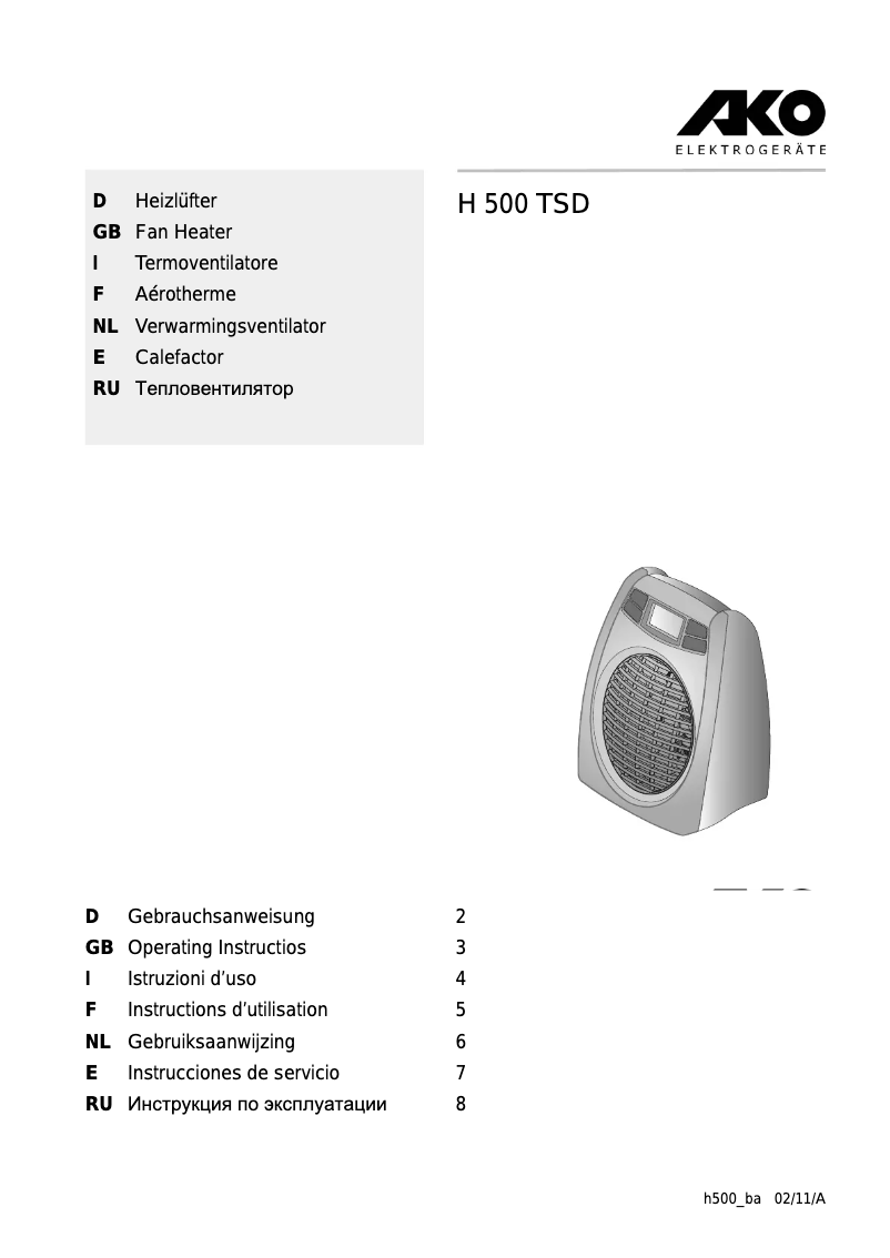Imagen de la primera página del manual del dispositivo H 500 TSD