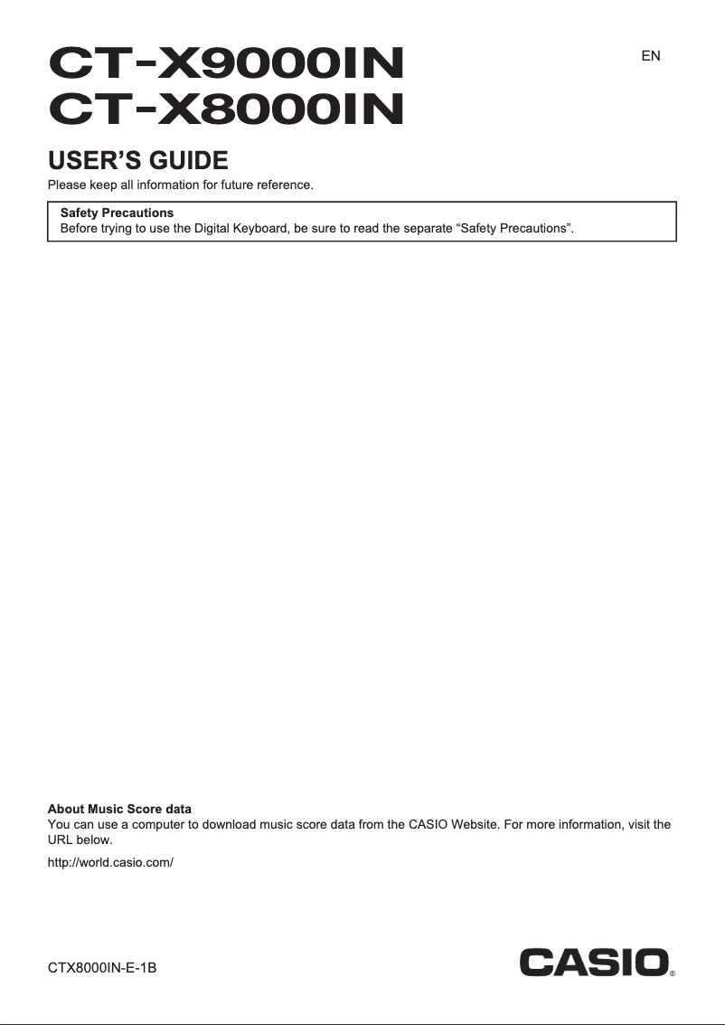 Page n°1 - Manuel utilisateur Casio CT-X9000IN