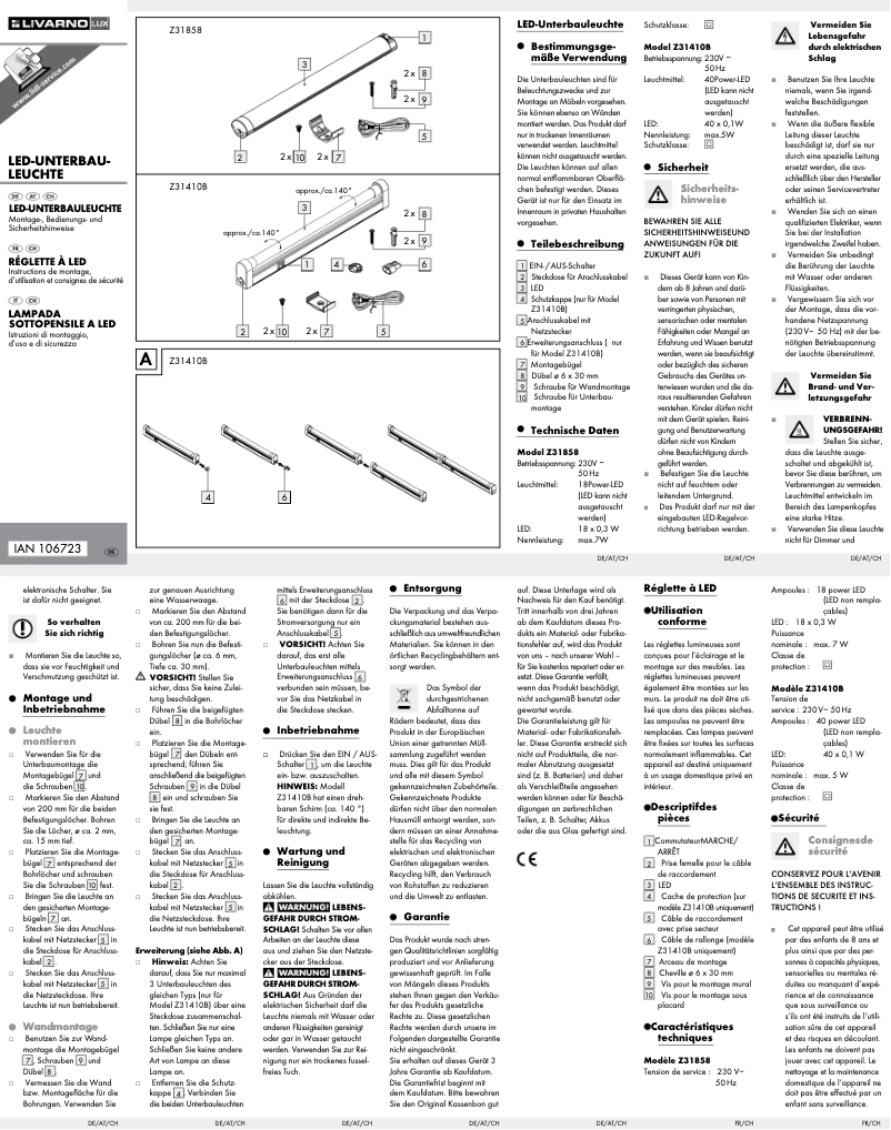 Image de la première page du manuel de l'appareil IAN 106723