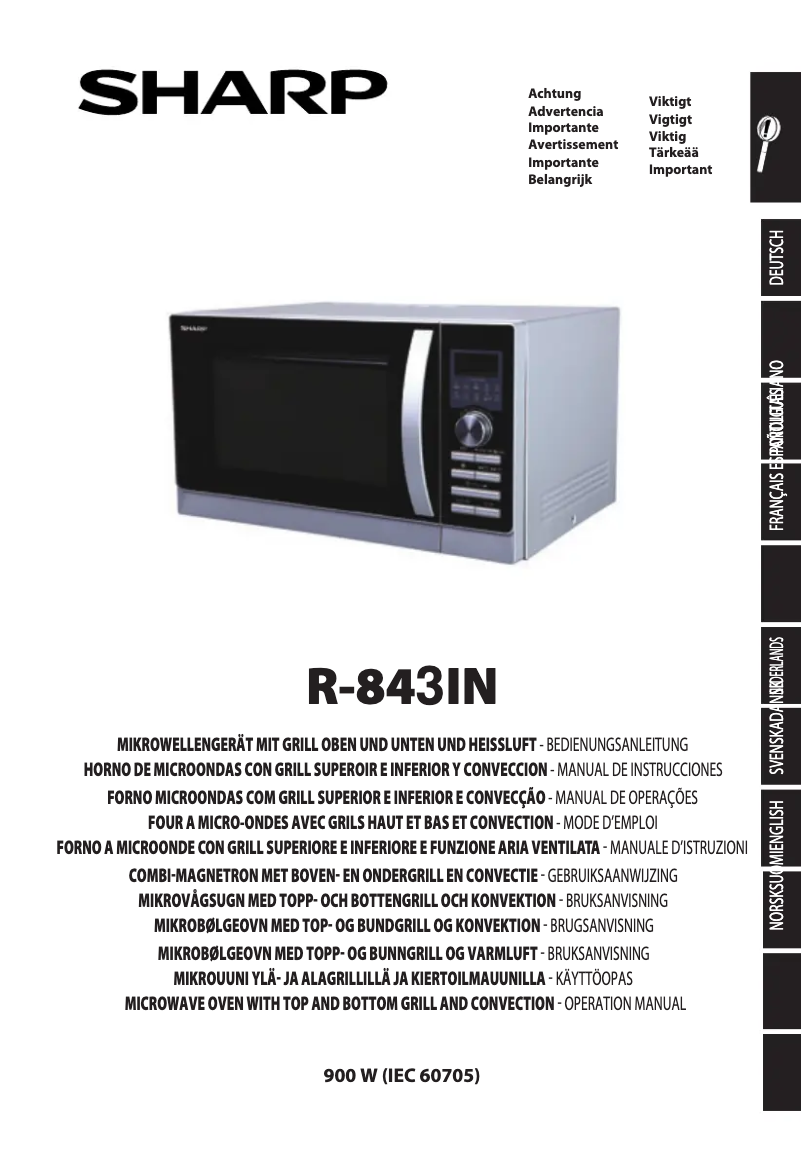 Page 1 de la notice Manuel utilisateur Sharp R843INW