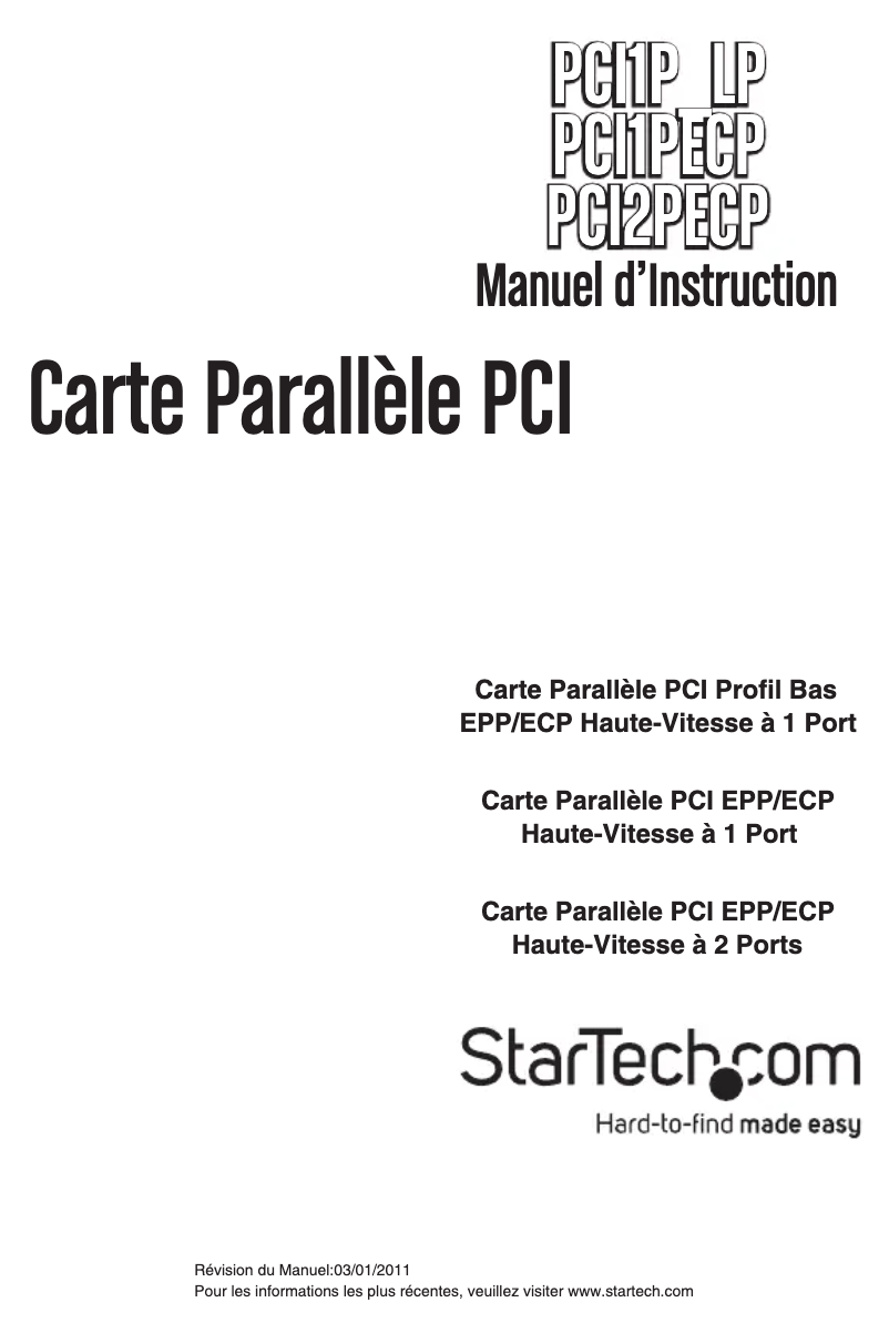 Page n°1 - Manuel utilisateur StarTech.com PCI2PECP