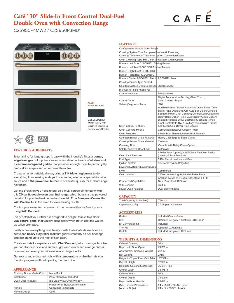 Page n°1 - Fiche technique GE C2S950P3MD1