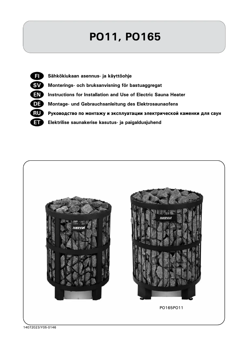 Page 1 de la notice Manuel utilisateur Harvia Legend Pro PO165E HPO165400