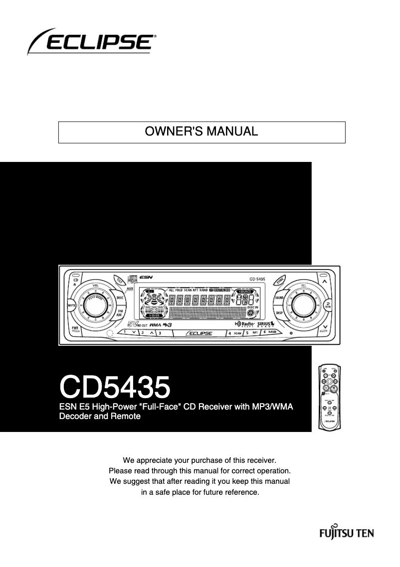 Page n°1 - Manuel utilisateur Eclipse CD5435