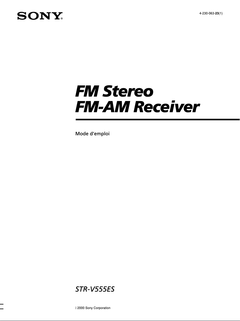 Page 1 de la notice Manuel utilisateur Sony STR-V555ES