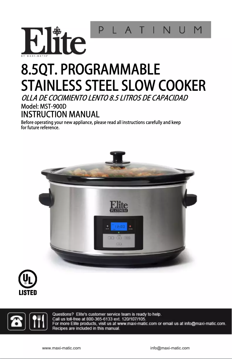 Page 1 de la notice Manuel utilisateur Elite Platinum MST-900D