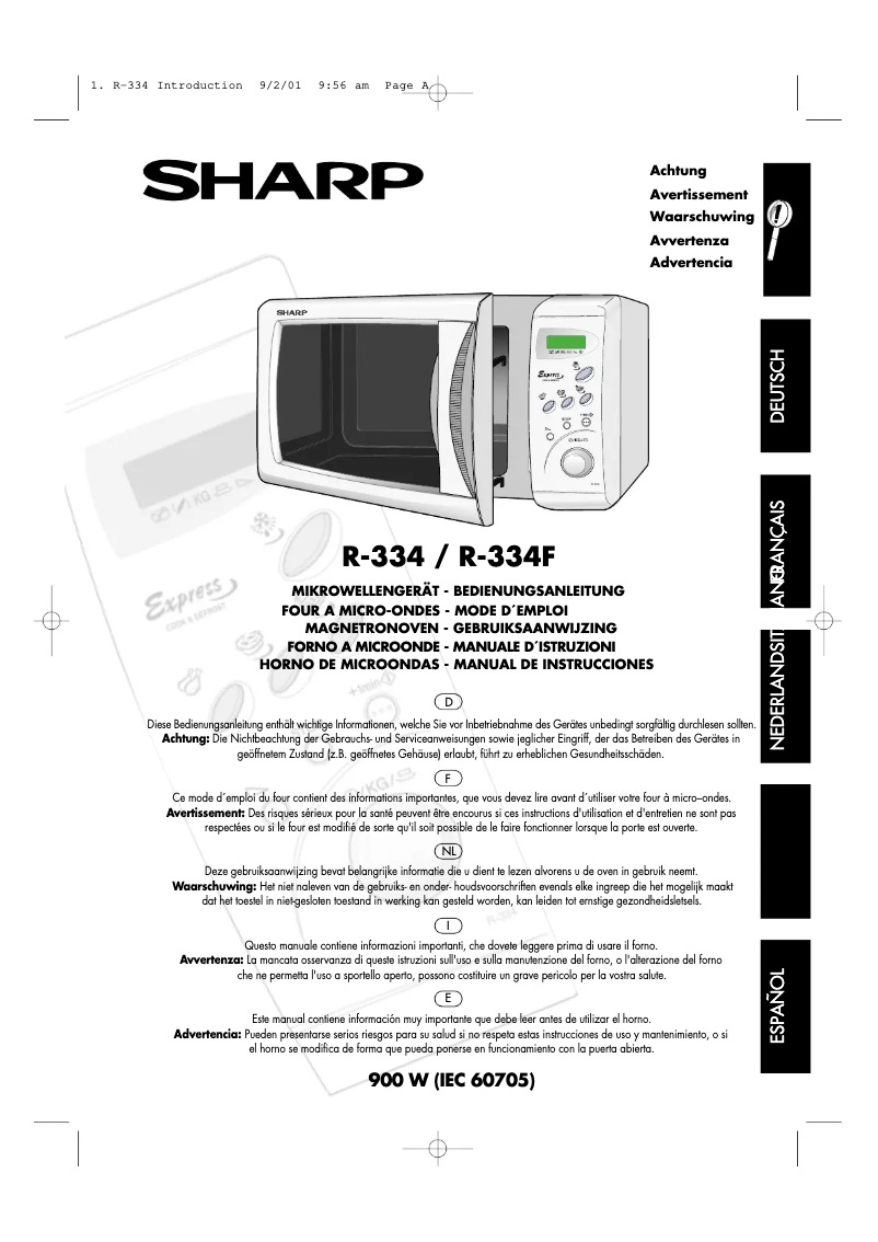 Page n°1 - Manuel utilisateur Sharp R-334