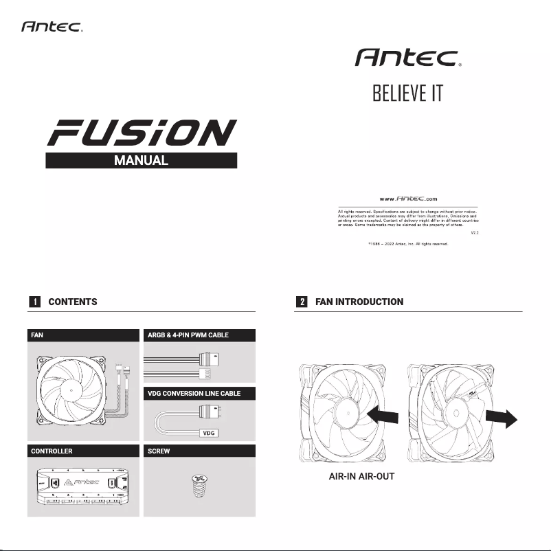 Page n°1 - Manuel utilisateur Antec FUSION 120 ARGB