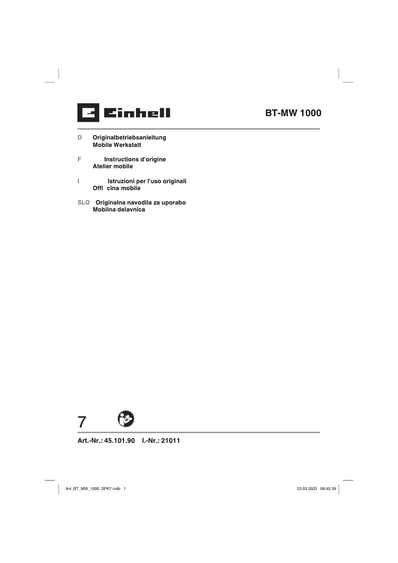 Image de la première page du manuel de l'appareil BT-MW 1000