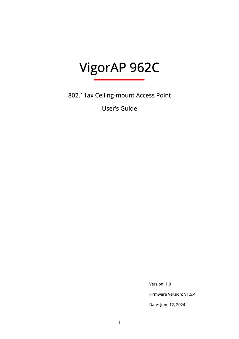 Page 1 de la notice Manuel utilisateur Draytek VigorAP 962C
