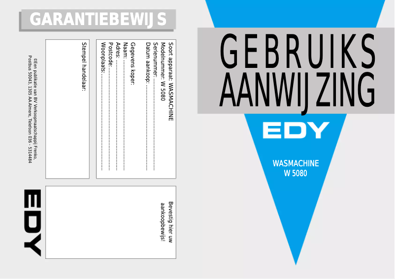 Page n°1 - Manuel utilisateur Edy W 5080