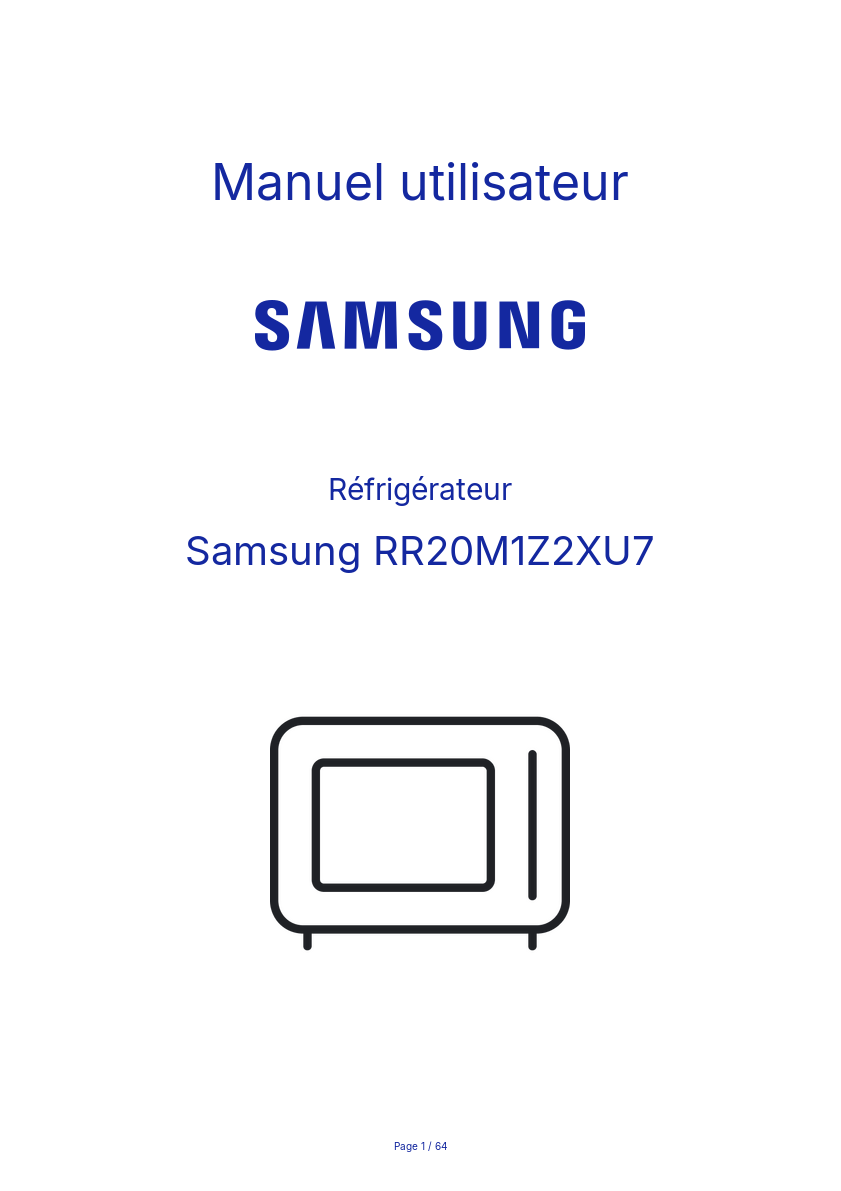 Page n°1 - Manuel utilisateur Samsung RR20M1Z2XU7