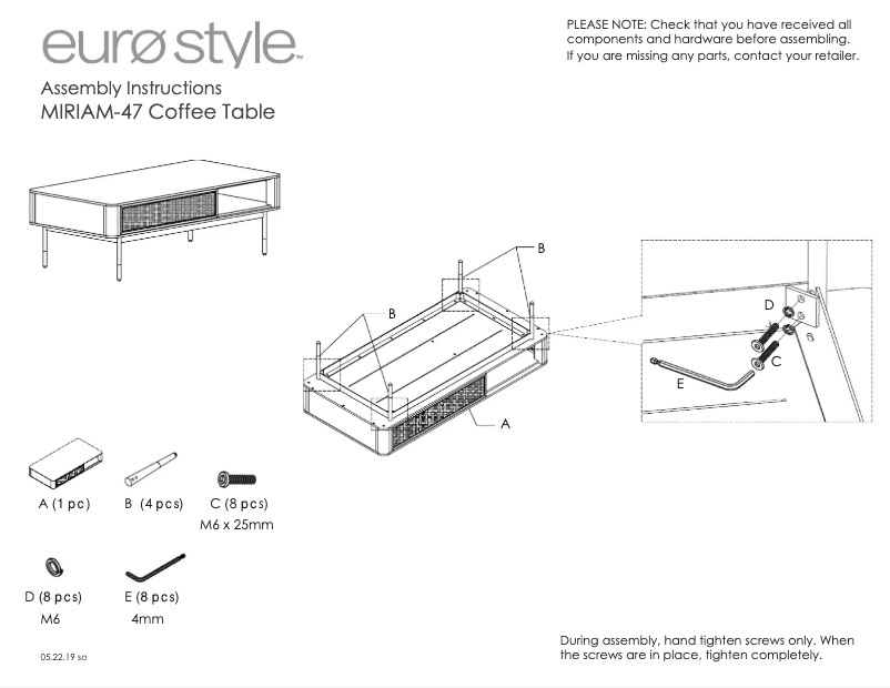 Page 1 de la notice Manuel utilisateur Eurø Style MIRIAM-47