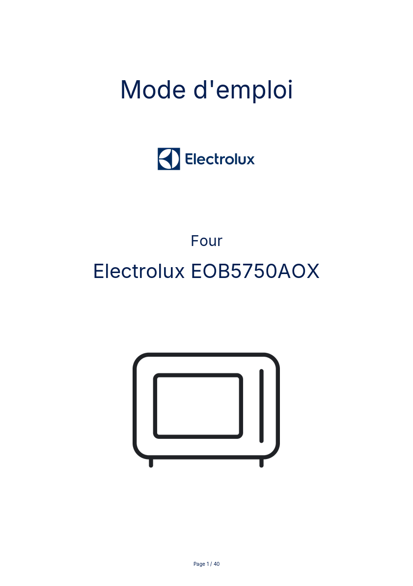 Image de la première page du manuel de l'appareil EOB5750AOX