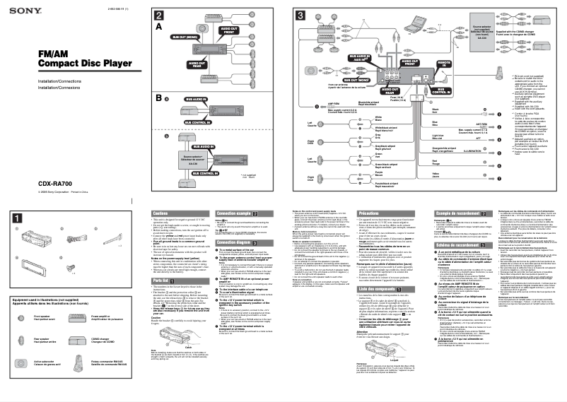 Page n°1 - Guide d'installation Sony CDX-RA700