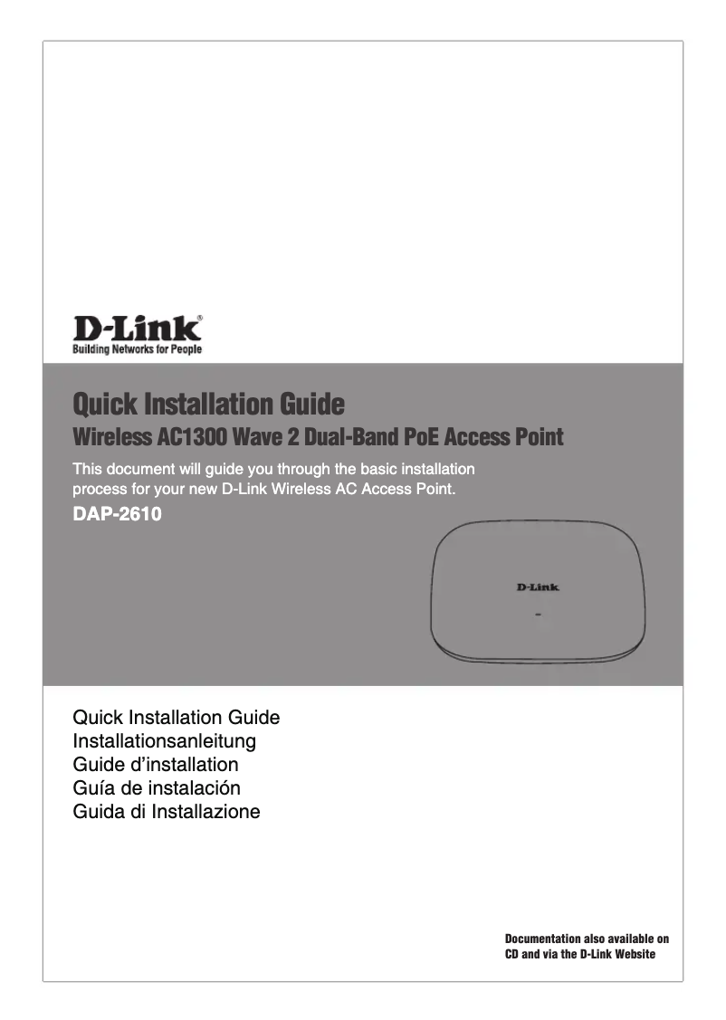 Page 1 de la notice Guide d'installation D-Link DAP-2610