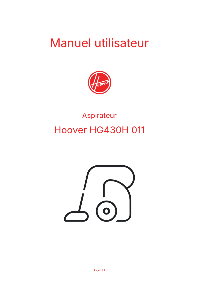 Image de la première page du manuel de l'appareil HG430H 011