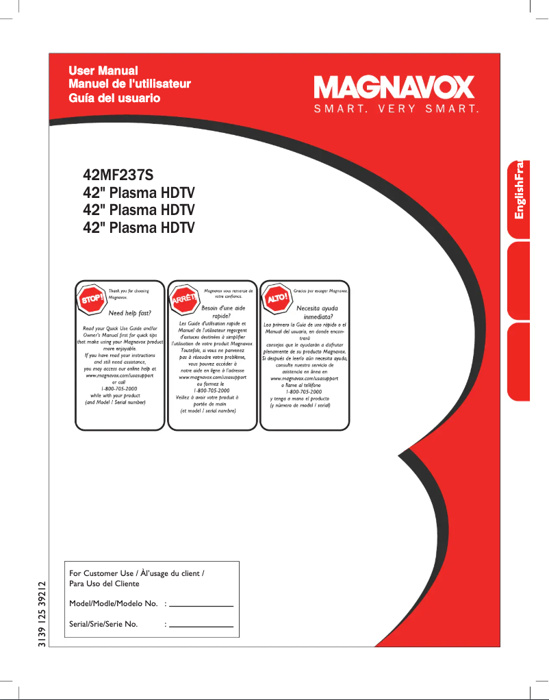 Page n°1 - Manuel utilisateur Philips Magnavox 42MF237S