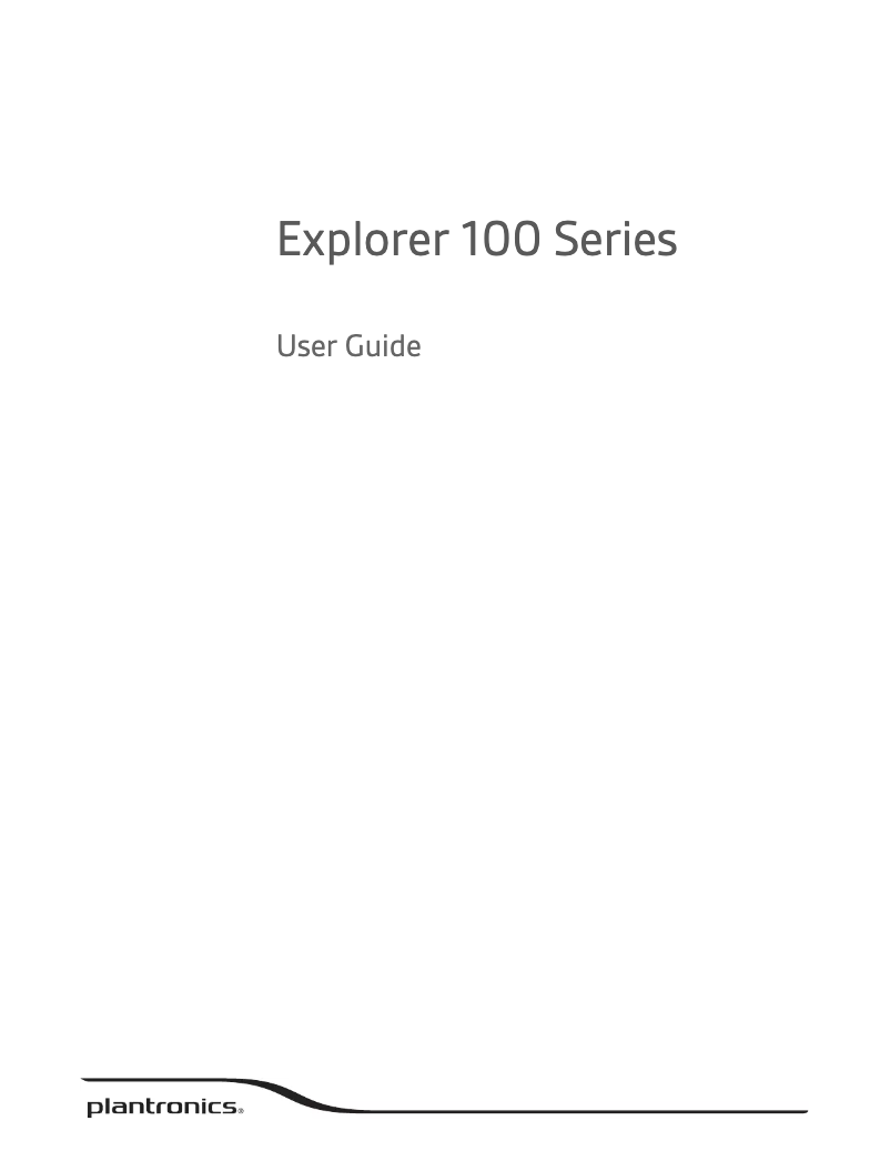 Page n°1 - Manuel utilisateur Plantronics Explorer 110