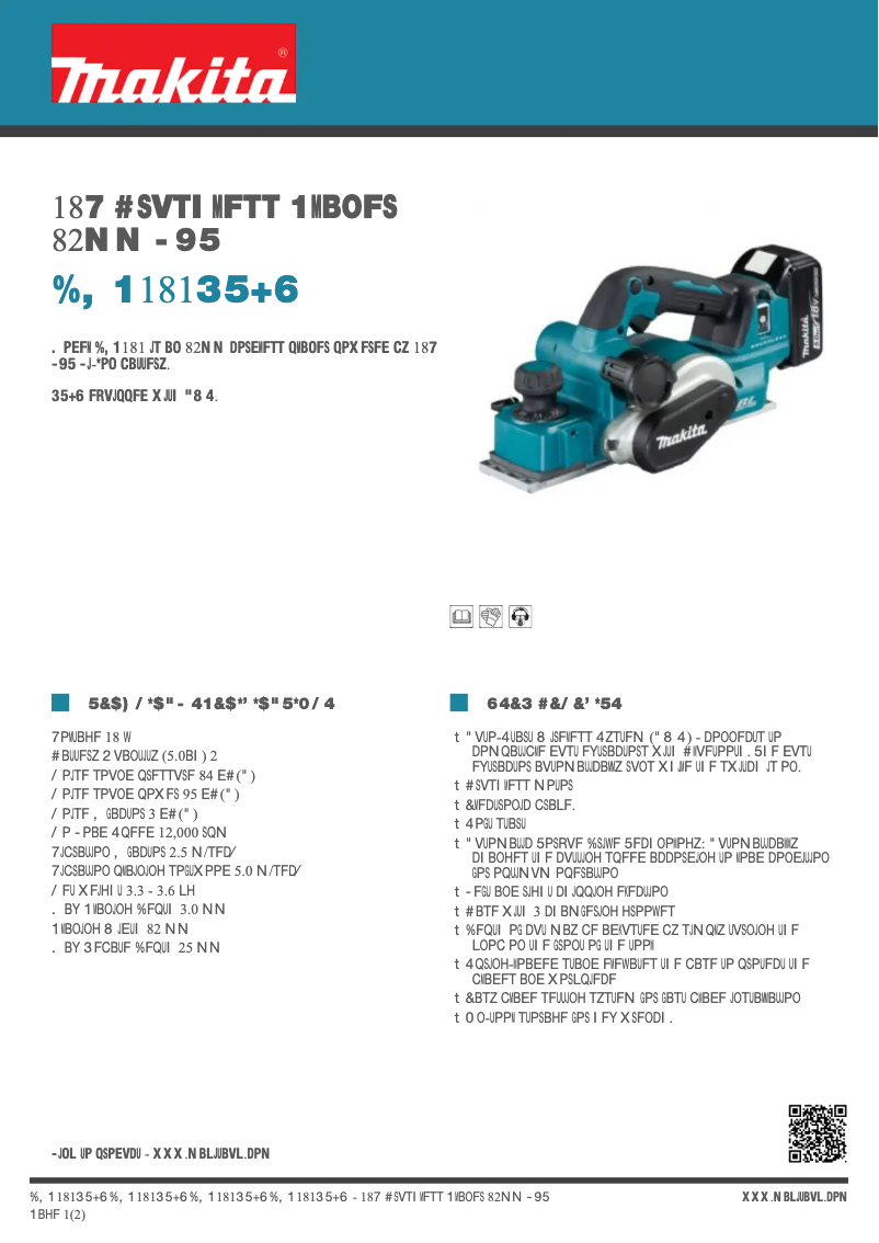 Page 1 de la notice Fiche technique Makita DKP181RTJU