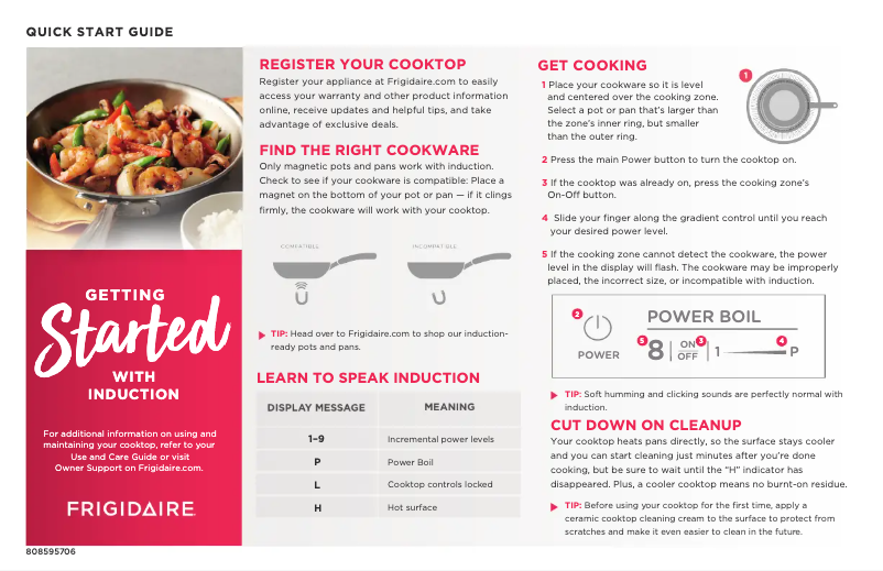 Page n°1 - Guide de démarrage rapide Frigidaire FFIC3626TB