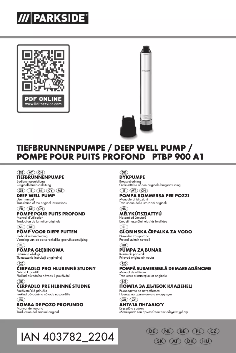 Image de la première page du manuel de l'appareil PTBP 900 A1