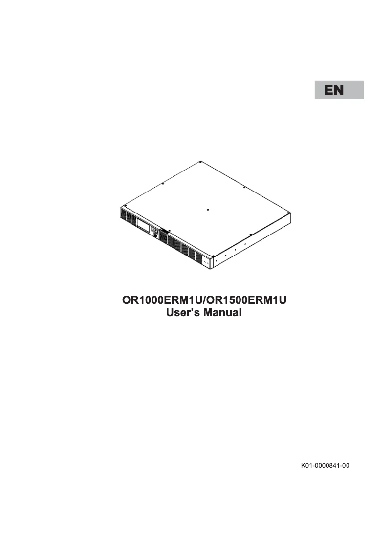 Page 1 de la notice Manuel utilisateur CyberPower OR1000ERM1U