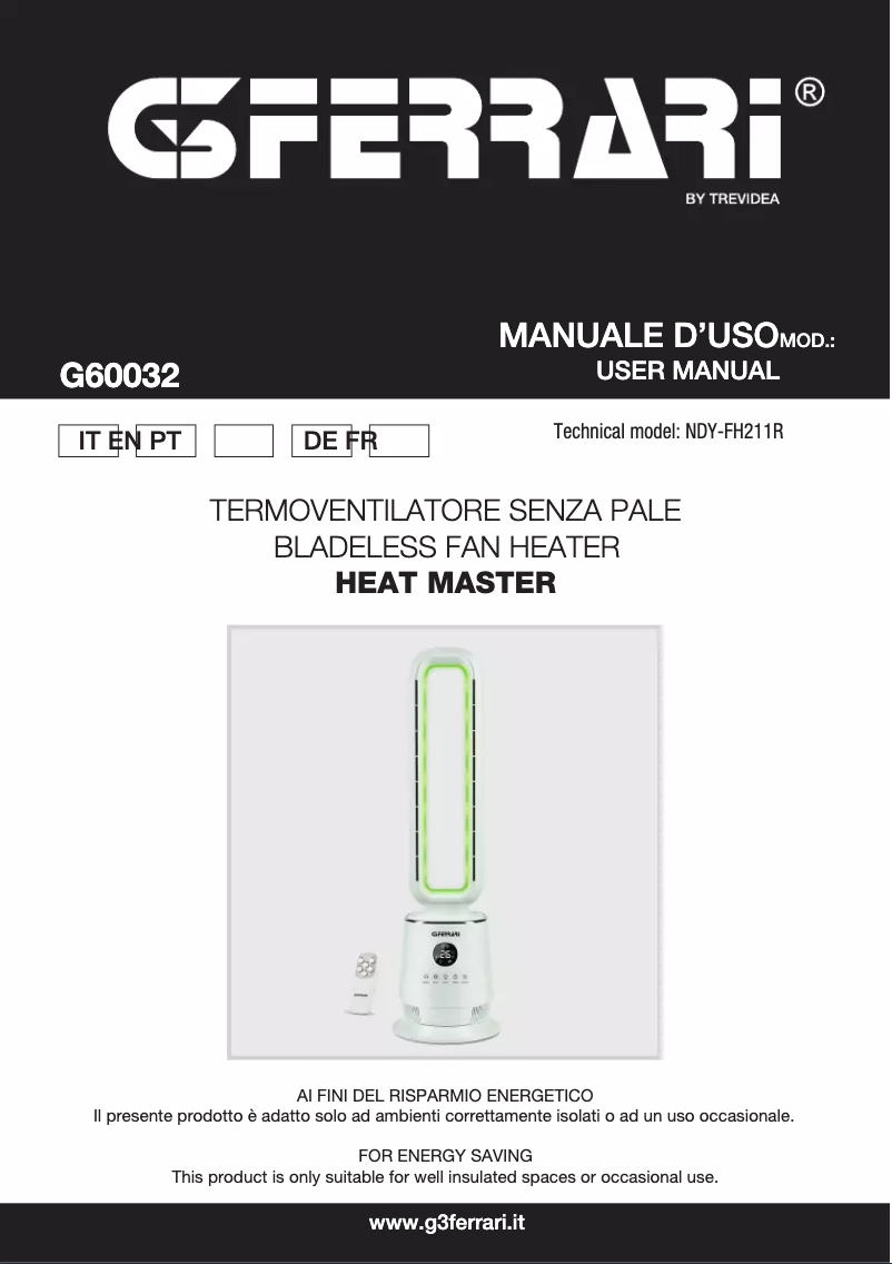 Page 1 de la notice Manuel utilisateur G3 Ferrari Heat Master G60032