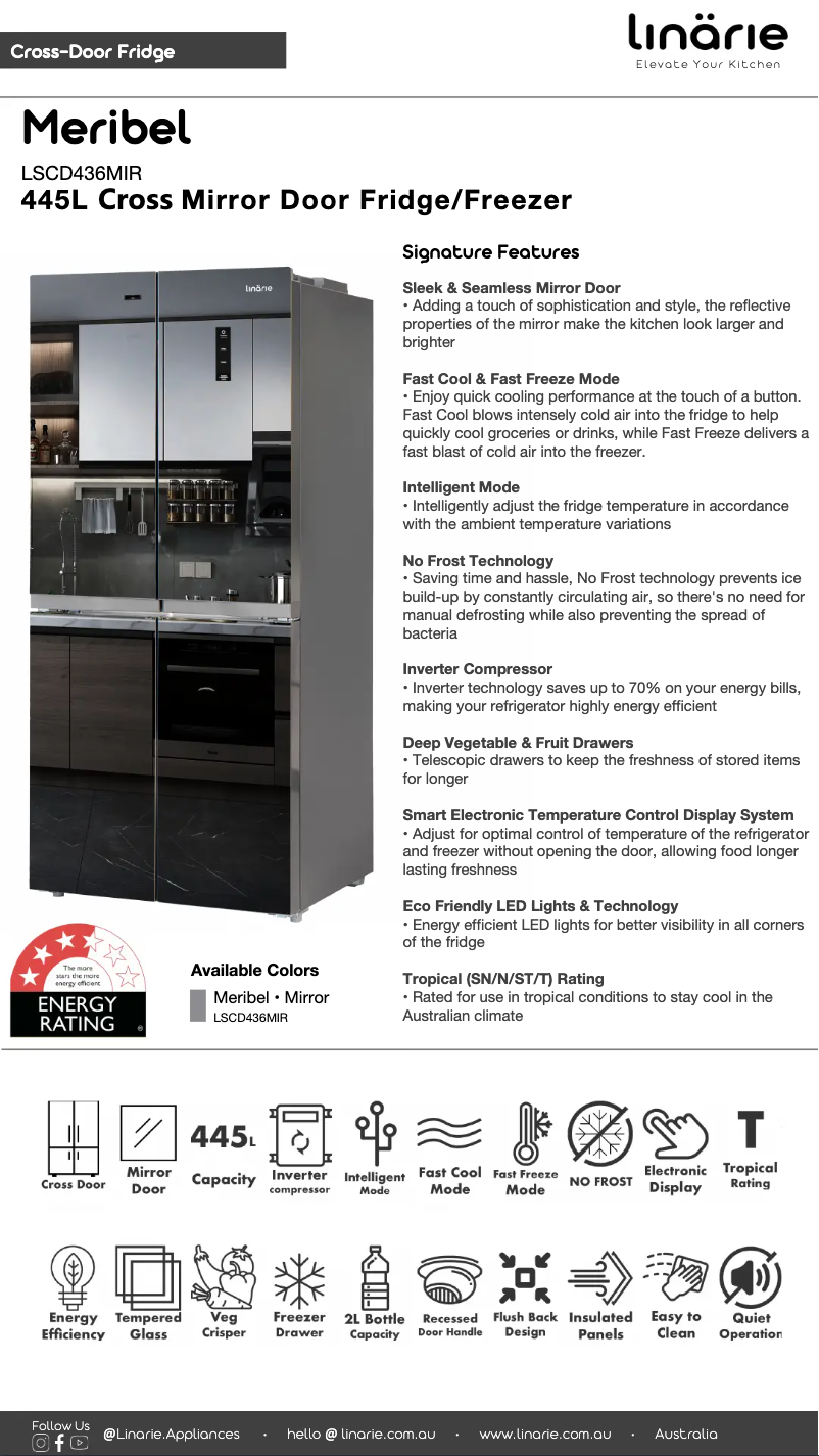 Page 1 de la notice Fiche technique Linarie Meribel LSCD436MIR