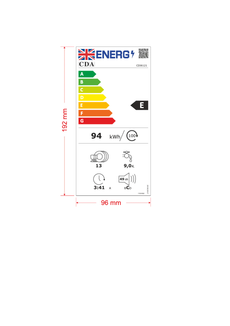 Page 1 de la notice Label énergétique CDA CDI6121