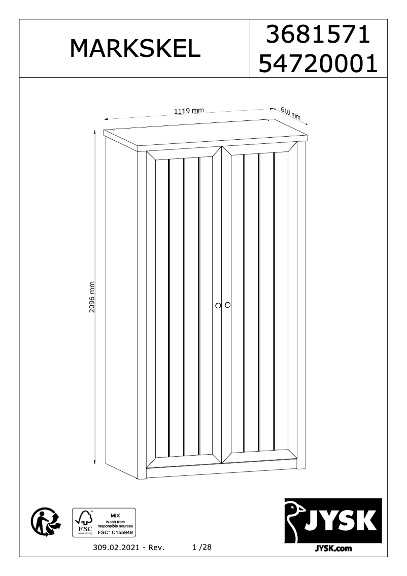 Page n°1 - Manuel utilisateur JYSK MARKSKEL 112x210