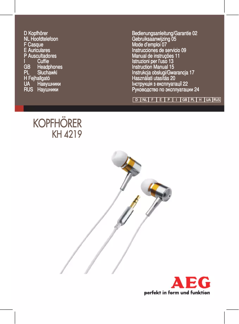 Page n°1 - Manuel utilisateur AEG KH 4219