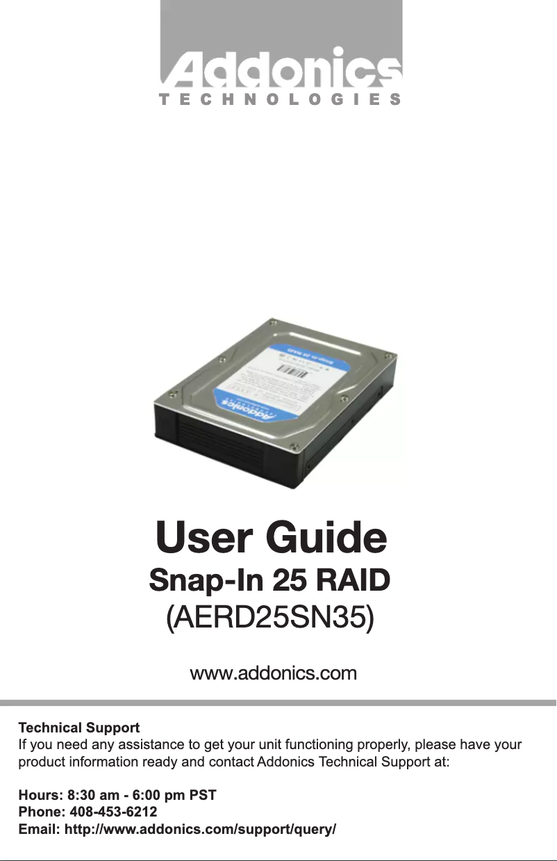 Page n°1 - Manuel utilisateur Addonics AERD25SN35