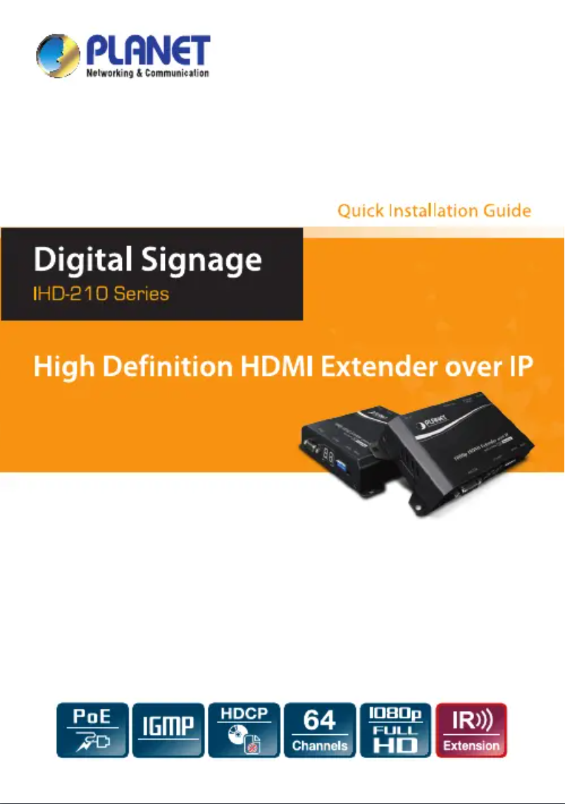 Image de la première page du manuel de l'appareil IHD-210PT