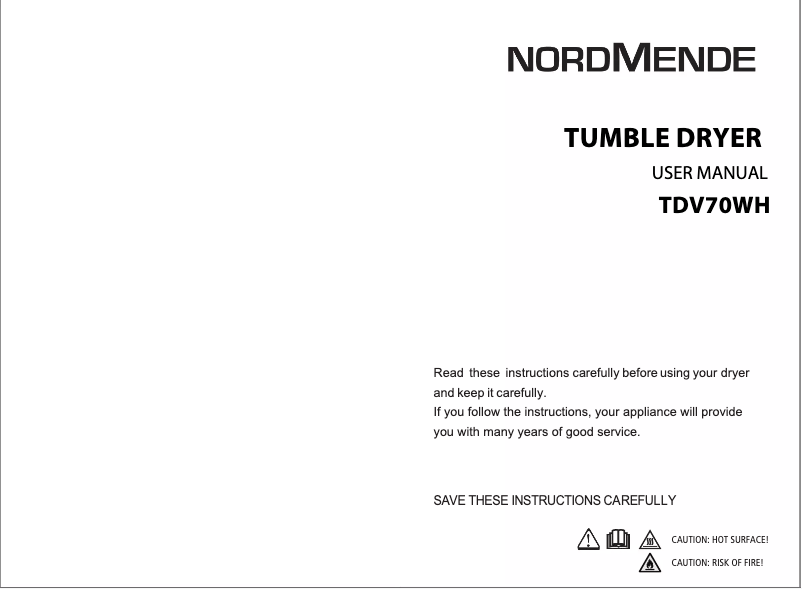 Image de la première page du manuel de l'appareil TDV70WH