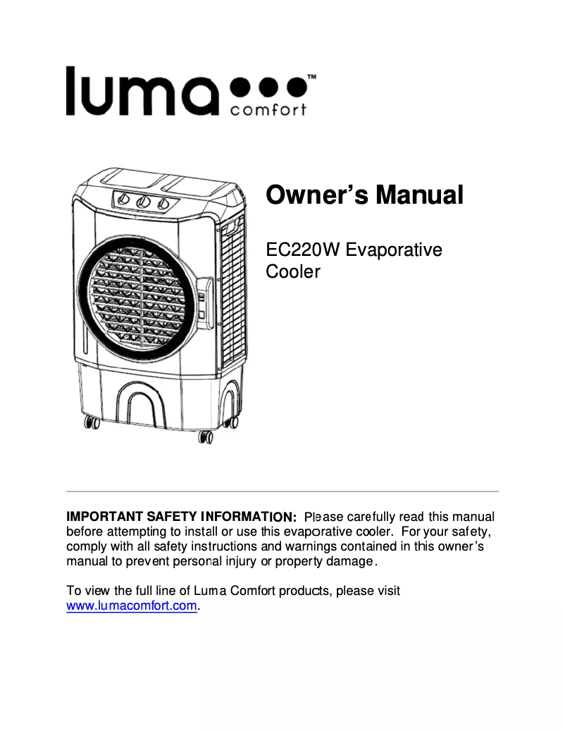 Page n°1 - Manuel utilisateur Luma Comfort EC220W