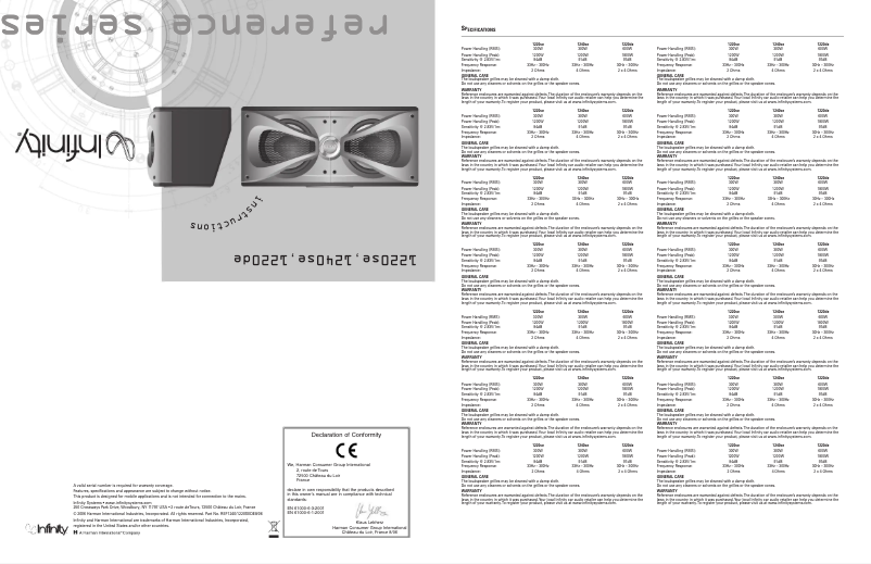 Página 1 del manual Manual de usuario Infinity Reference 1240SE