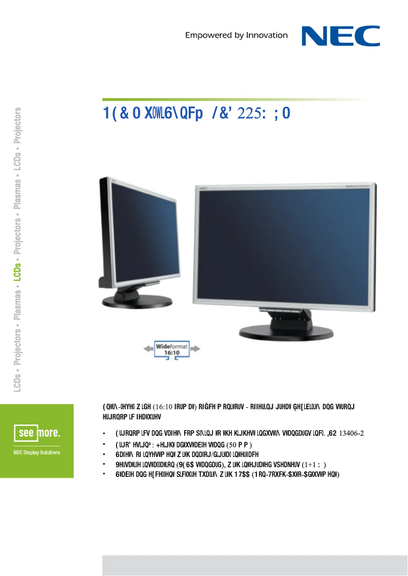 Image de la première page du manuel de l'appareil MultiSync LCD225WXM