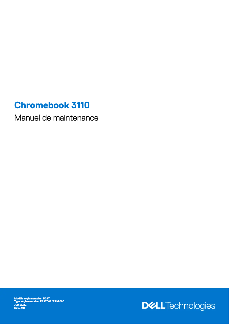 Page 1 de la notice Manuel d'utilisation et d'entretien Dell Chromebook 3110