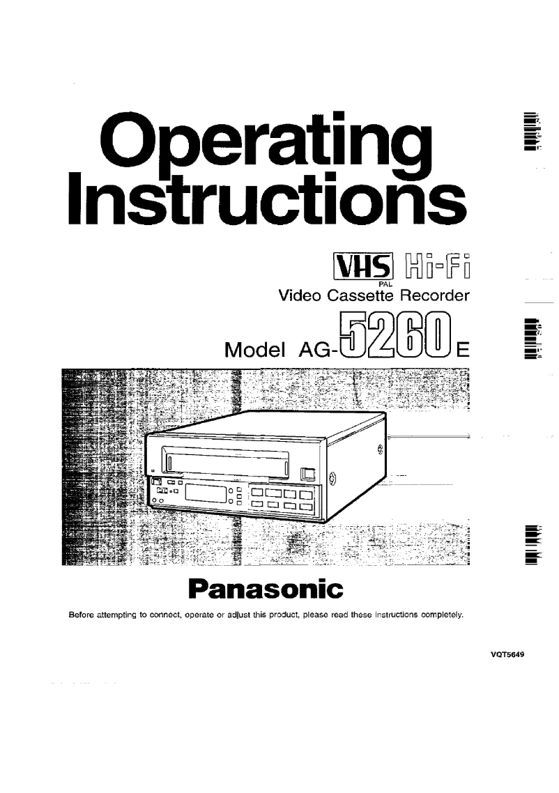 Page 1 de la notice Manuel utilisateur Panasonic AG-5260